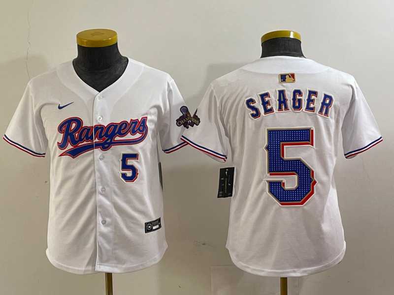 Youth Texas Rangers #5 Corey Seager Number White 2024 Gold Collection Limited Cool Base Jersey,We sell and wholesale Youth Texas Rangers #5 Corey Seager Number White 2024 Gold Collection Limited Cool Base Jersey on line form chian!